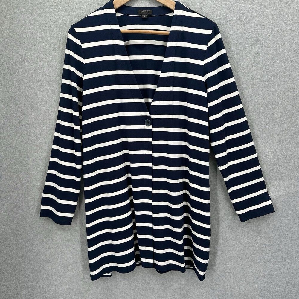 J Jill Wearever Striped Cardigan Jacket Jersey Knit‎ Women's Travel Size Medium